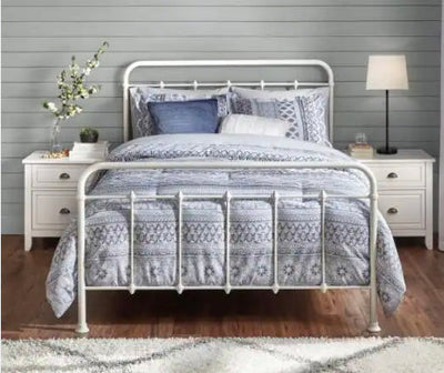 StyleWell Dorley Farmhouse White Metal Queen Bed!! NEW IN BOX, MINOR SCRATCHES FROM SHIPPING!!