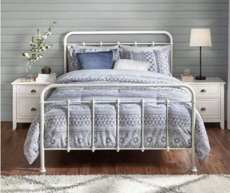 StyleWell Dorley Farmhouse White Metal Queen Bed!! NEW IN BOX, MINOR SCRATCHES FROM SHIPPING!!