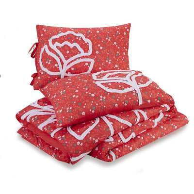 The Pioneer Woman 4-Piece Comforter Set, Tufted Floral Bedding, Coral, King**New in box**