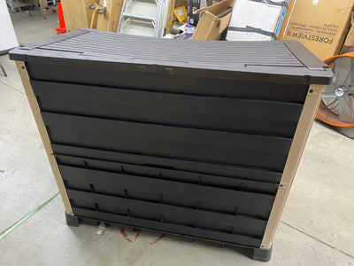 !!!HANDYMAN SPECIAL!!! Keter Store-It-Out MIDI 30 cu ft All Weather Resin Storage Shed, Beige!! MISSING DOORS AND HINGES BUT STILL CAN BE USED TO COVER TRASH CANS!!