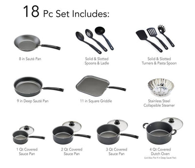 Tramontina Primaware 18 Piece Non-stick Cookware Set, Red- BRAND NEW IN BOX!!!!