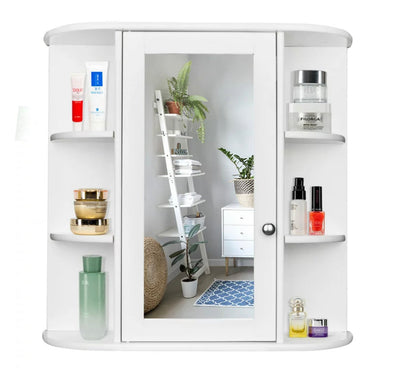 Ktaxon Wooden Bathroom Storage Cabinet with Mirror Door & 8 Shelves- NEW IN BOX!!!