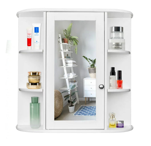 Ktaxon Wooden Bathroom Storage Cabinet with Mirror Door & 8 Shelves- NEW IN BOX!!!