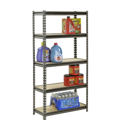 Muscle Rack 30"W x 12"D x 60"H 5-Shelf Steel Freestanding Shelves, Silver**New in box**