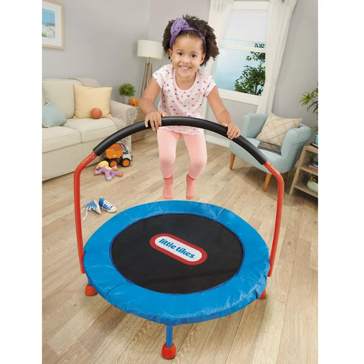 Little Tikes Easy Store 3-Foot Trampoline, with Hand Rail, Blue**New in box**