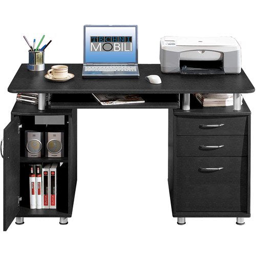 Techni Mobili Complete Workstation Computer Desk with Storage, Espresso**New in Box**