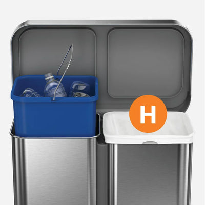 simplehuman 15.3 gal Stainless Steel Dual Compartment Recycler Kitchen Step Trash Can, Brushed**New,minor dents from shipping**