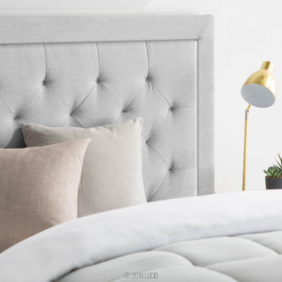 LUCID Bordered Upholstered Headboard with Diamond Tufting, King/California King, Stone**New in box**