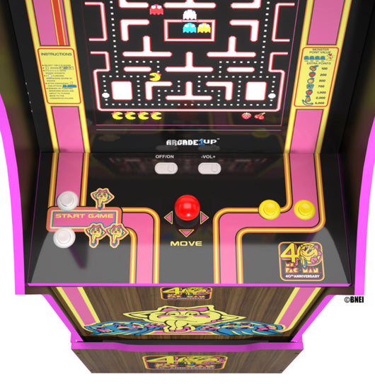 Ms. PacMan 40th Anniversary 10-IN-1 Bandai Legacy Edition Arcade with Licensed Riser and Light-Up Marquee, Arcade1Up
