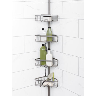 Zenna Home Satin Nickel Shower Caddy with 4 Basket Shelves, Zenna Home Tension Pole**New in Box**