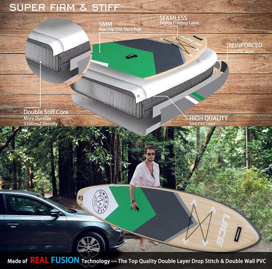 UICE Grey Wood Inflatable Stand Up Paddle Board- NEW IN BOX!!!