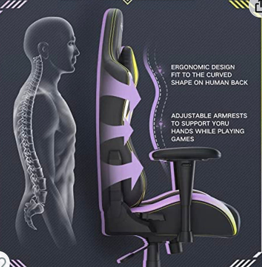 Hbada Gaming Chair Racing Style Ergonomic High Back Computer Chair with Height Adjustment, Headrest and Lumbar Support E-Sports Swivel Chair- new and assembled