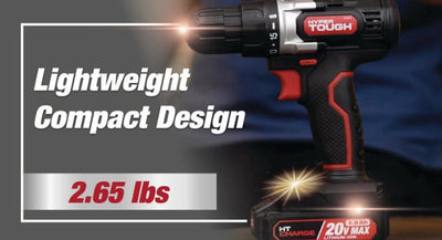 Hyper Tough 20V Max Lithium-ion 3/8 inch Cordless Drill & 70-Piece DIY Home Tool Set Project Kit with 1.5Ah Lithium-ion Battery & Charger, Bit Holder, LED Light & Storage Bag- NEW IN BOX!!!