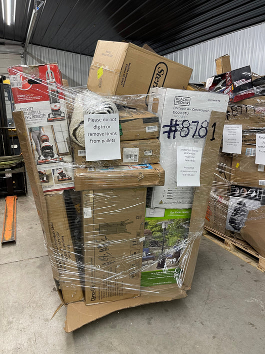 Jumbo huge liquidation pallet- over 7 ft tall ! Pallet number 8781