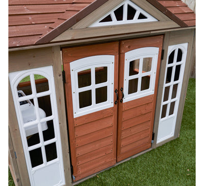 KidKraft Country Vista Wooden Outdoor Playhouse with Double Doors, Play Kitchen & Benches- new in the box