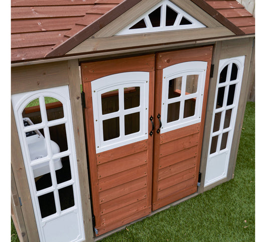 KidKraft Country Vista Wooden Outdoor Playhouse with Double Doors, Play Kitchen & Benches- new in the box
