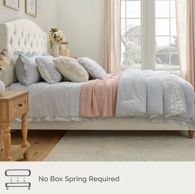 My Texas House Anna Upholstered Diamond Tufted Bed, King, Oat!! NEW IN BOXES(COMES IN 2 BOXES)!!