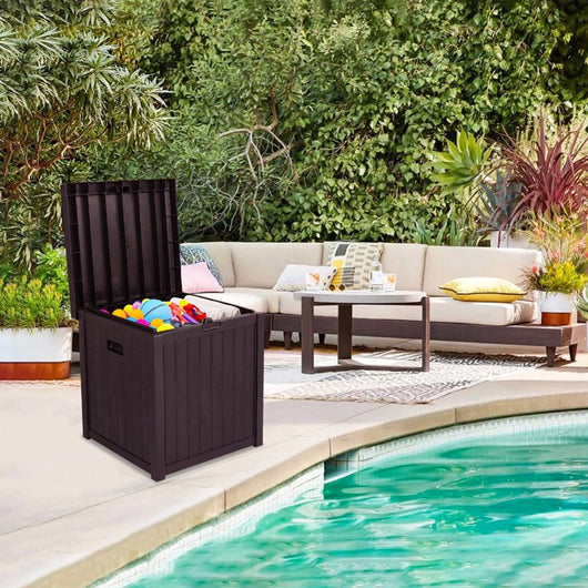 Besbuy 51 Gallons Square Plastic Deck Box Lockable Seat,Brown!  -Brand new & Assembled but does have a very small crack on the back side, photos shown