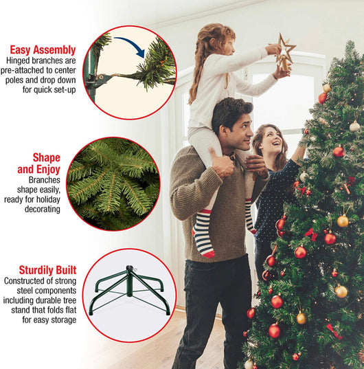 National Tree Company Pre-Lit 'Feel Real' Artificial Full Downswept Christmas Tree, Green, Douglas Fir, White Lights, Includes Stand, 6.5 feet- NEW IN BOX!!!!