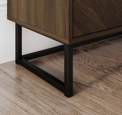 Nathan James Enloe Modern Sideboard Buffet, 32 inch Storage Accent Cabinet with Doors in a Rustic Finish and Matte Metal Base for Hallway, Entryway, Kitchen or Living Room, Walnut/Black- NEW IN BOX!!!!