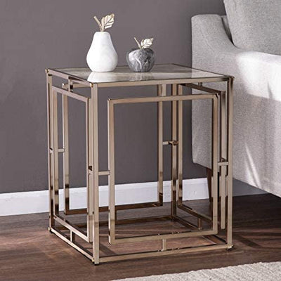 SEI Furniture Simondley End Table, Champagne- assembled- brand new
