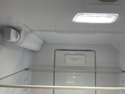 Frigidaire 17.6-cu ft Counter-depth French Door Refrigerator with Ice Maker (Brushed Steel) ENERGY STAR Item #4142878 Model #FRFG1723AV- scratch and dent unit - minor shipping cosmetic scratches- see pics please