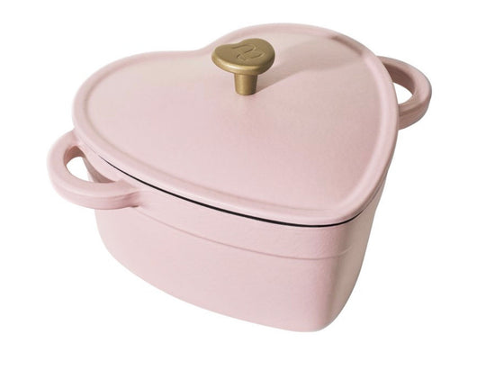 Beautiful 2QT Cast Enamel Heart Dutch Oven, Pink Champagne by Drew Barrymore- NEW IN BOX!!!