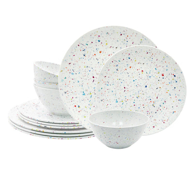 Zak Designs 12 pc Dinnerware Set, Confetti (new in the box)