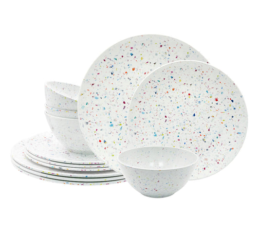 Zak Designs 12 pc Dinnerware Set, Confetti (new in the box)