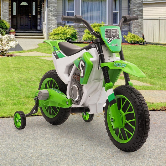 TOBBI 12V Kids Ride on Motorcycle Electric Kids Dirt Bike W/ Training Wheels, Spring Suspension Xmas Gift for Boys Girls,Green**New in box**