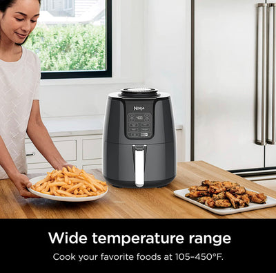 Ninja AF101 Air Fryer that Crisps, Roasts, Reheats, & Dehydrates, for Quick, Easy Meals, 4 Quart Capacity, & High Gloss Finish, Black/Grey- NEW IN BOX!!! (Missing recipe book)