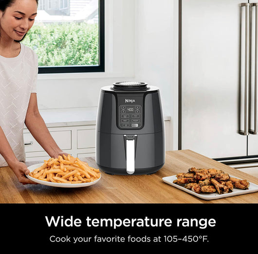 Ninja AF101 Air Fryer that Crisps, Roasts, Reheats, & Dehydrates, for Quick, Easy Meals, 4 Quart Capacity, & High Gloss Finish, Black/Grey- NEW IN BOX!!! (Missing recipe book)