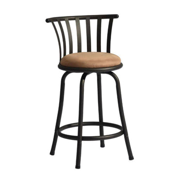 Pistil 32.7 in. Brown Slat Back Metal Frame Swivel Counter Stool With Fabric Seat(Set of 2)- NEW IN BOX!!!!
