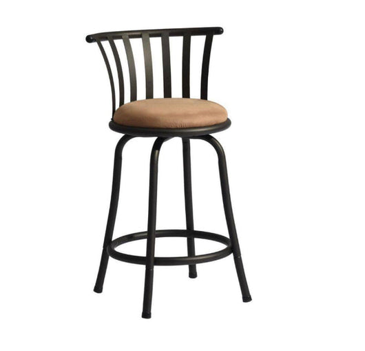 Pistil 32.7 in. Brown Slat Back Metal Frame Swivel Counter Stool With Fabric Seat(Set of 2)- NEW IN BOX!!!!