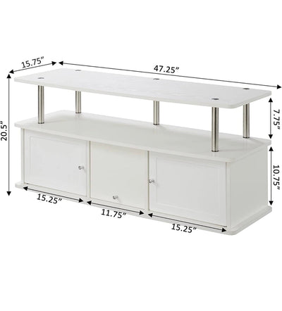 Convenience Concepts Designs2Go 50 inch TV Stand with 3 Storage Cabinets and Shelf, White- NEW IN BOX!!!