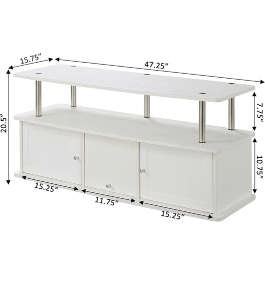 Convenience Concepts Designs2Go 50 inch TV Stand with 3 Storage Cabinets and Shelf, White- NEW IN BOX!!!