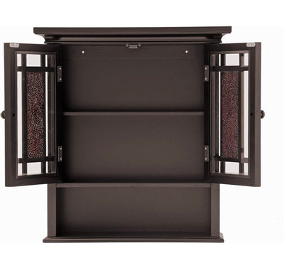 Elegant Home Fashions Windsor Removable Wooden Wall Cabinet with Glass Mosaic Doors, Dark Espresso- NEW IN BOX!!!!