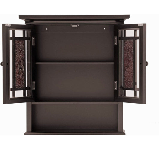 Elegant Home Fashions Windsor Removable Wooden Wall Cabinet with Glass Mosaic Doors, Dark Espresso- NEW IN BOX!!!!