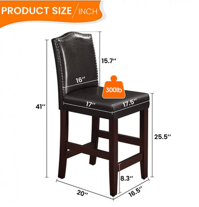 Yaheetech 2pcs Classic Upholstered Faux Leather Counter Stools Barstools, Brown - NEW IN BOX!!!!