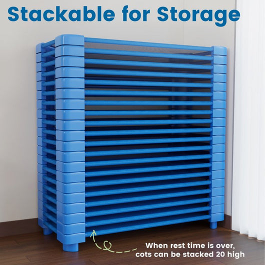 ECR4Kids Stackable Kiddie Cot, Children?s Naptime Cot, Ready-to-Assemble, 6-Pack - Blue**New in Box**