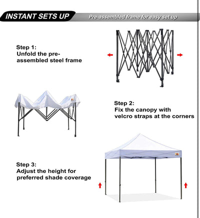 ABCCANOPY Patio Pop Up Canopy Tent 10x10 Commercial-Series (White)!  -Brand new in the carry case