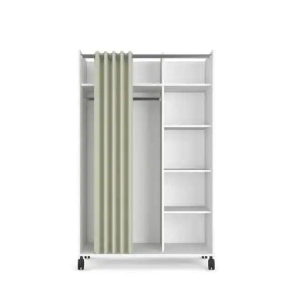 Lola White/Natural Fabric Mobile Armoire with Curtain 62.99 in. H x 39.25 in. W x 19 in. D (new in the box)