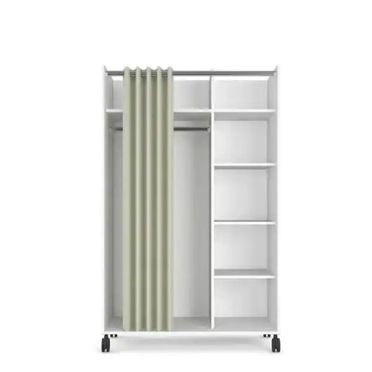 Lola White/Natural Fabric Mobile Armoire with Curtain 62.99 in. H x 39.25 in. W x 19 in. D (new in the box)