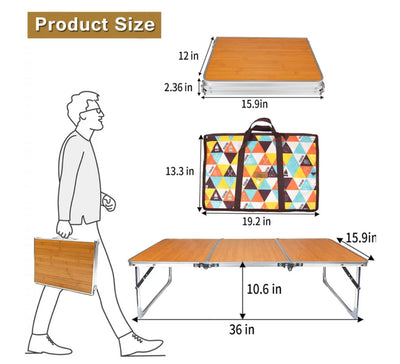Natureasy Folding Camping Table with Carry Handle, 3 FT- NEW!!!