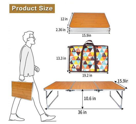 Natureasy Folding Camping Table with Carry Handle, 3 FT- NEW!!!
