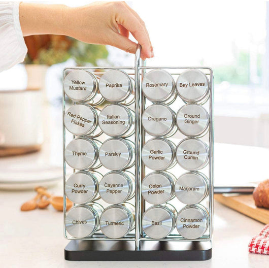 orii 20 Jar Spice Rack Stainless Steel Filled with Spices - Standing Rack Shelf Holder & Countertop Spice Rack Tower Organizer for Kitchen Spices with Free Spice Refills for 5 Years- NEW IN BOX!!!!