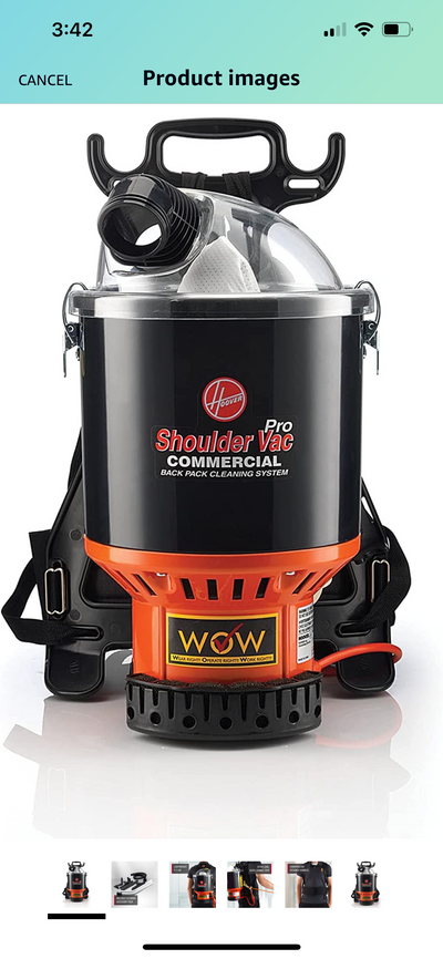 Hoover Commercial Lightweight Backpack Baggged Vacuum Cleaner, Lightweight, For Carpet and Hard Floors, C2401,Black- NEW IN BOX!!!