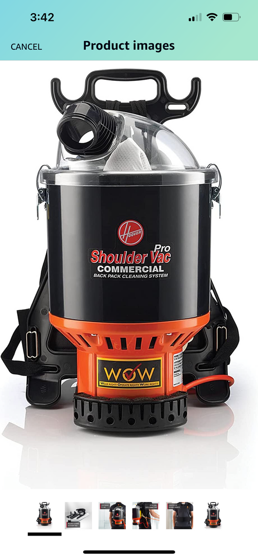 Hoover Commercial Lightweight Backpack Baggged Vacuum Cleaner, Lightweight, For Carpet and Hard Floors, C2401,Black- NEW IN BOX!!!