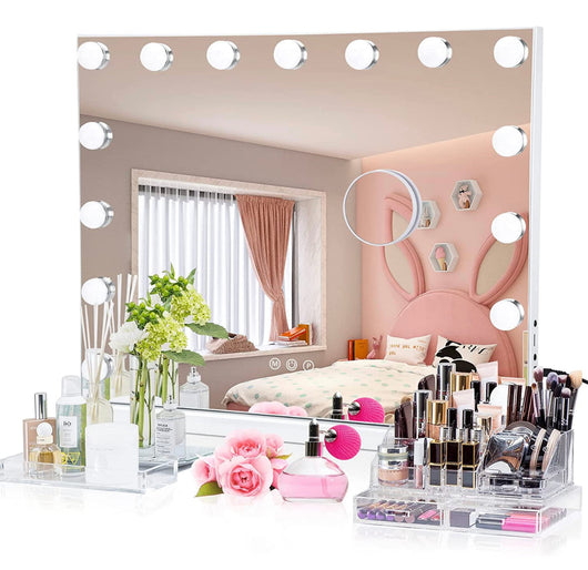 Towallmark Hollywood Makeup Mirror 15 Bulbs 23x19 Inch, 3 Modes, Hollywood Mirror with Lights, Touchscreen, USB Port, Hollywood Vanity Mirror with Lights, Tabletop & Wall-Mounted!  -Brand new in the box