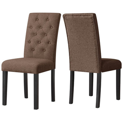 Subrtex Upholstered Parsons Chair Linen Fabric Dining Chair (Set of 2, Brown)**New in box**